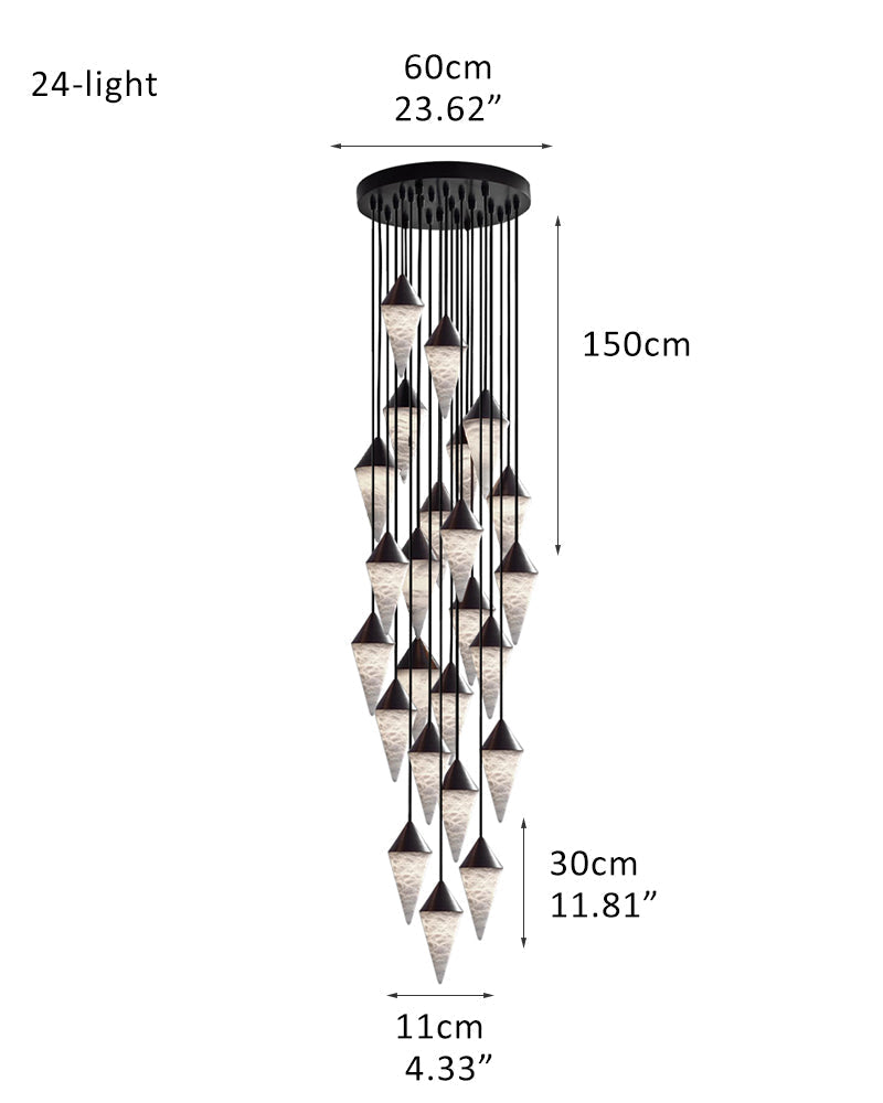 12 light Conical Cluster Minimalist Design Alabaster Pendant Light