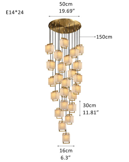 Elegant Cluster Alabaster Dome Suspension Light Lacquered Burnished Brass for hallway