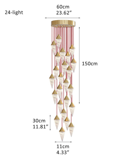 12 light Conical Cluster Minimalist Design Alabaster Pendant Light