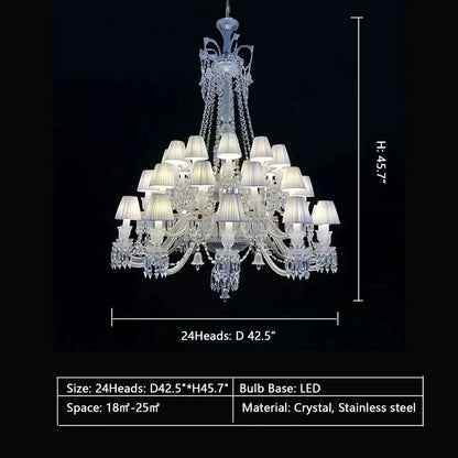 Large Light Luxury Classic Tiered Crystal Candle shaded Chandelier for High-ceiling Rooms/Living Room