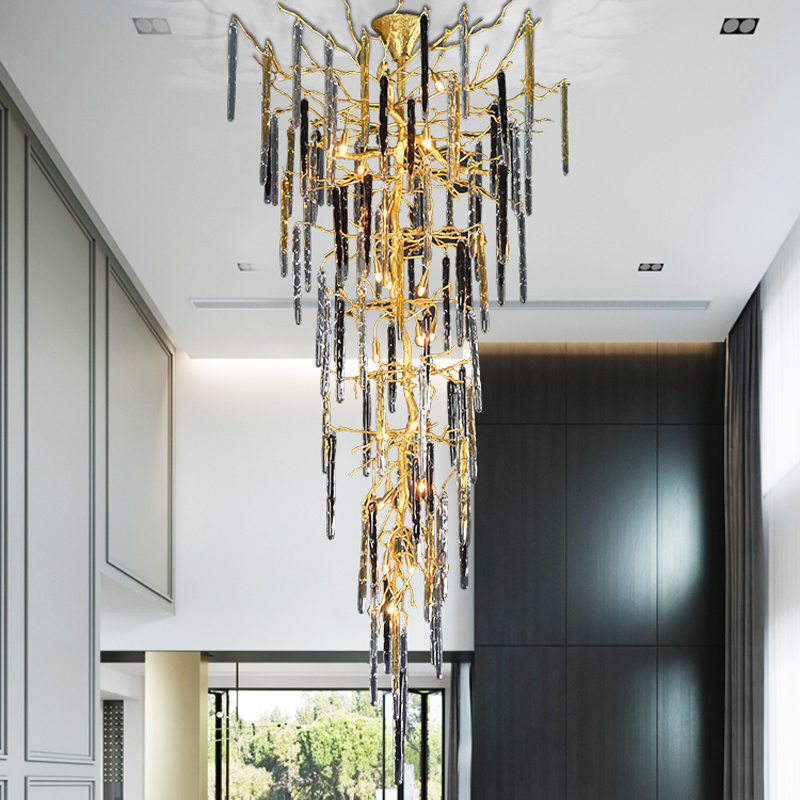 Dora Raindrop Colorful Crystal Staircase Chandelier - morylighting