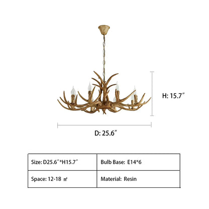 Affordable Vintage Rustic Resin Antler Candelabra Chandelier for Living Room / Restaurant / Cafe / Bar