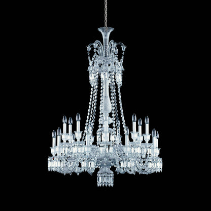 Light Luxury Classic Long Version Tiered Candle Light Crystal Chandelier for High-ceiling Rooms/Living Room