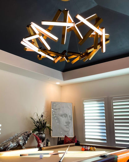Modern Round/Linear Geometric Aluminum LED Chandelier for Dining Room/Bedroom