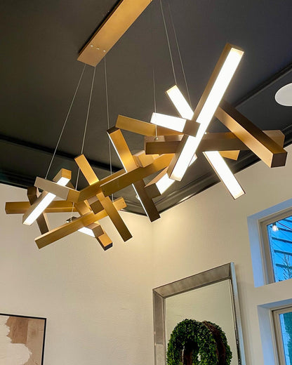 Modern Round/Linear Geometric Aluminum LED Chandelier for Dining Room/Bedroom
