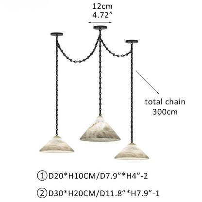 Multi-Head Matte White Alabaster Cone Hanging Kitchen Pendant Light