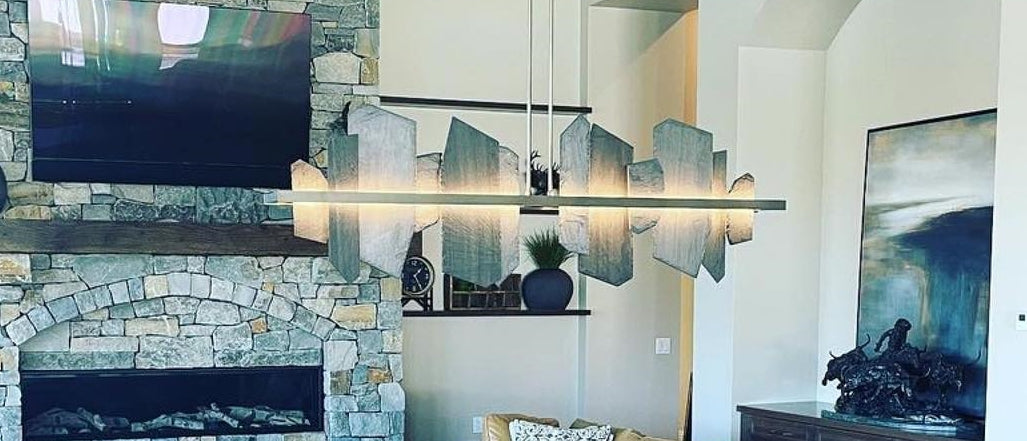 Thalassa Large Hand Made Slate and Steel Linear Chandelier