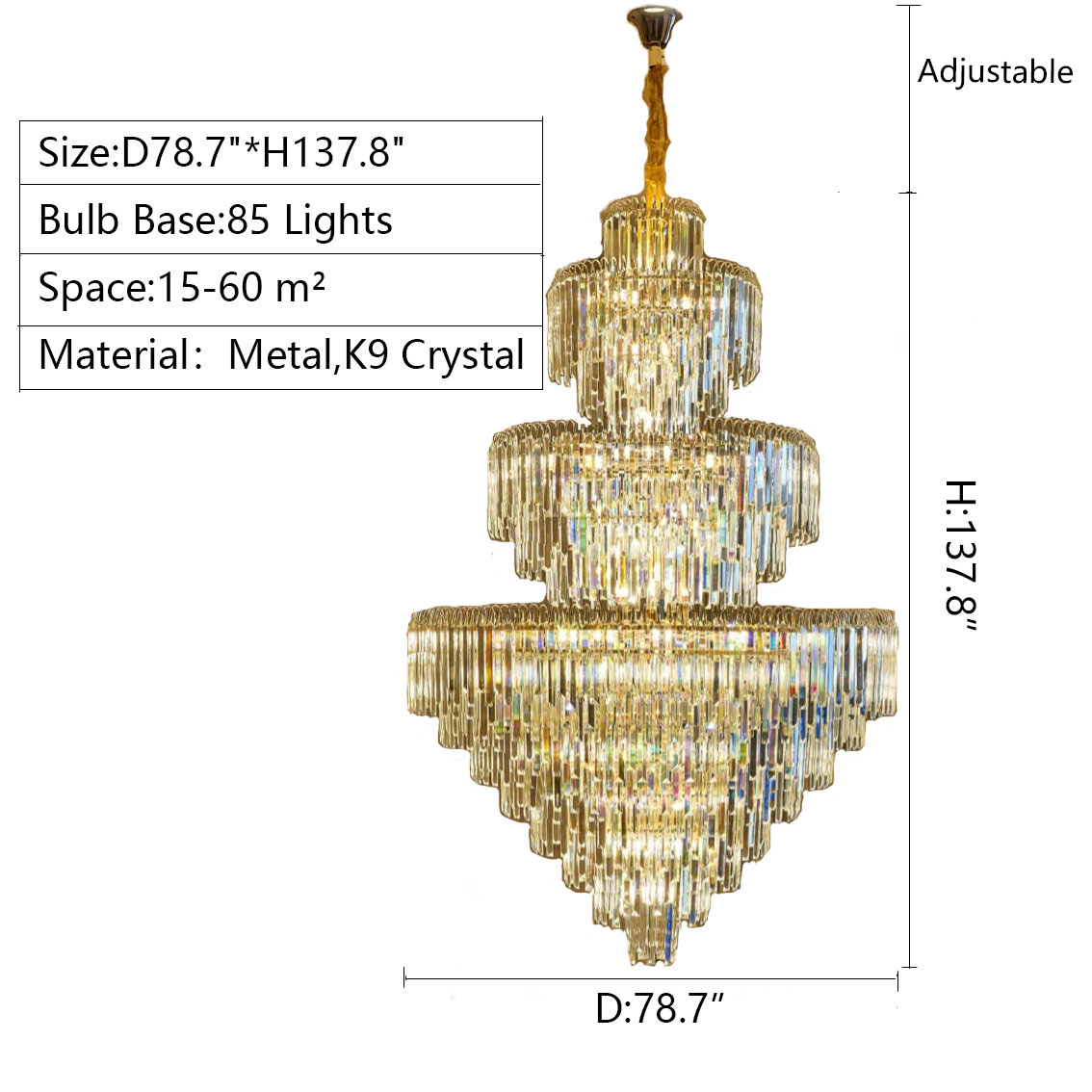 Morylighting Grand Radiance Round K9 Crystal Chandelier - Background Shot