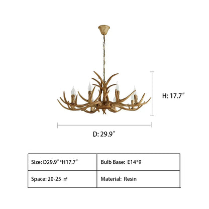 Affordable Vintage Rustic Resin Antler Candelabra Chandelier for Living Room / Restaurant / Cafe / Bar