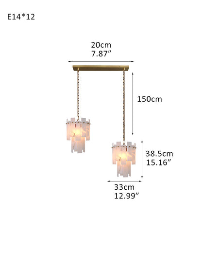 Tired Alabaster marble Cluster Chandelier 13" with adjustable chain