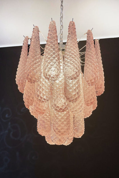 Pink Art Glass Teardrop Chandelier - view 4 | morylighting