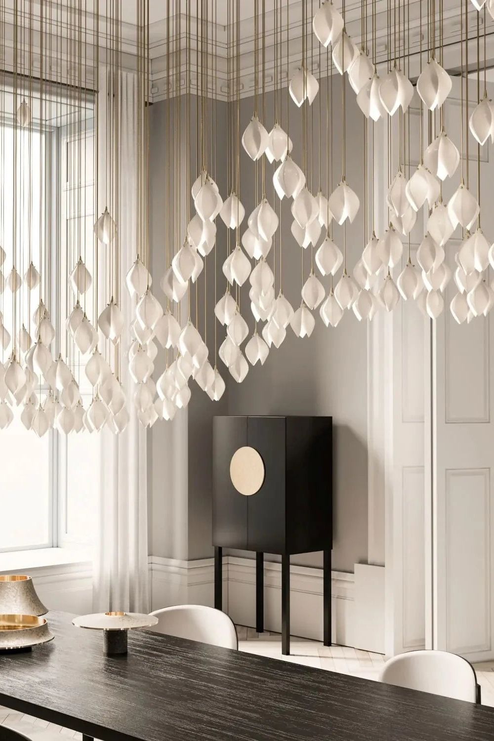 Gold Stem Ceramic Flower Chandelier - view 15 | morylighting