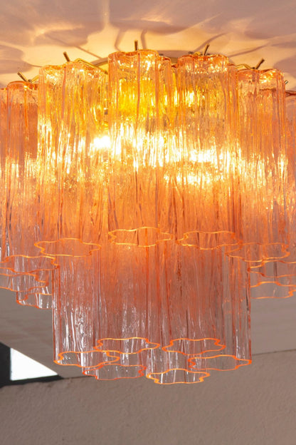 Vintage Pink Murano Tronchi Glass Ceiling Light - view 3 | morylighting