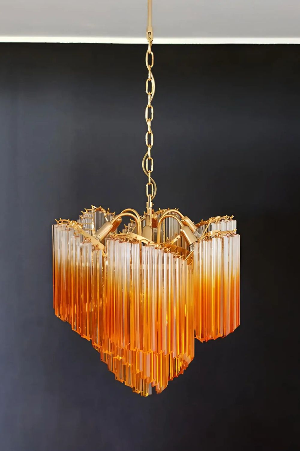 Shaded Amber Art Crystal Prism Chandelier - view 4 | morylighting