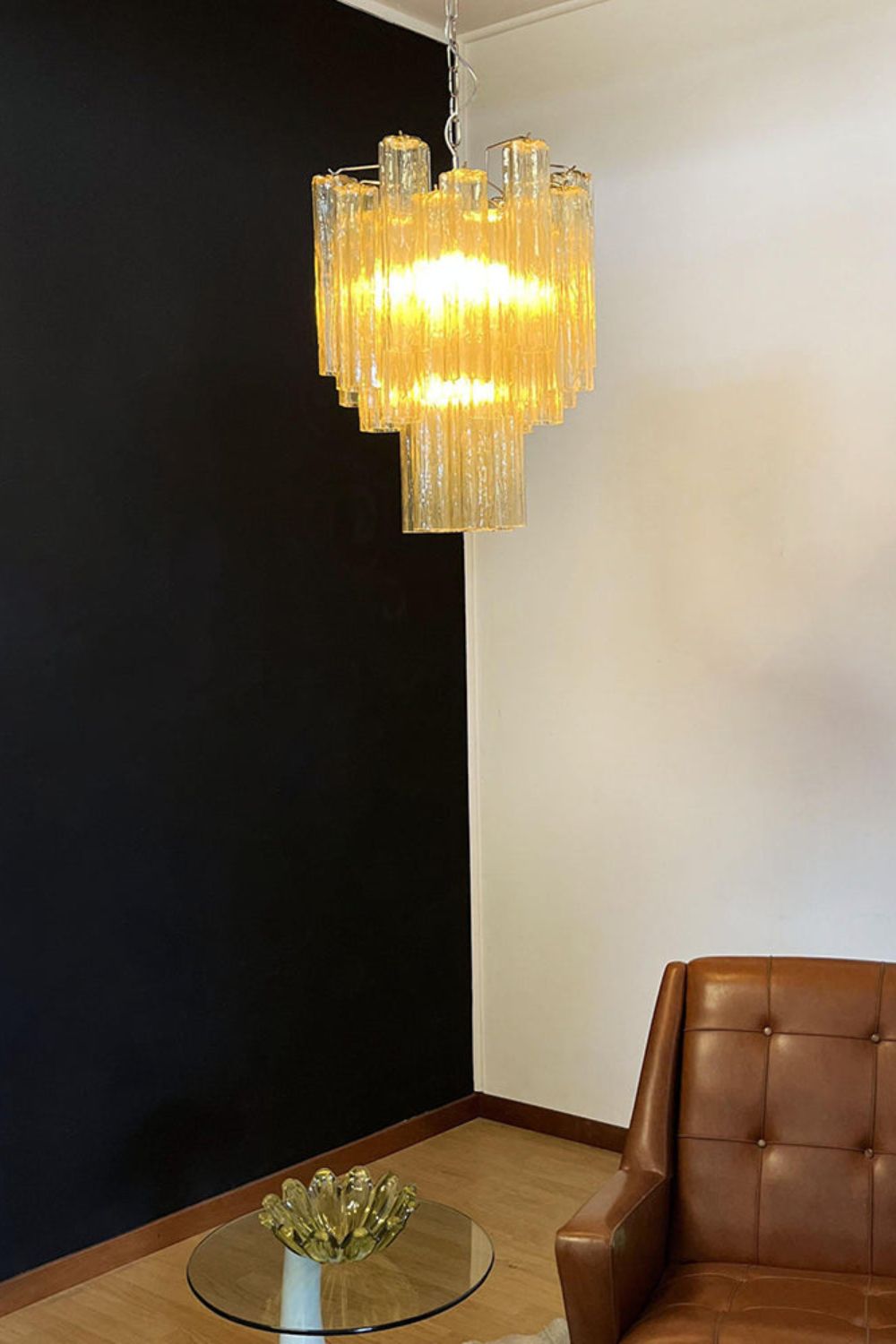 Amber Art Crystal Tube Chandelier - view 3 | morylighting