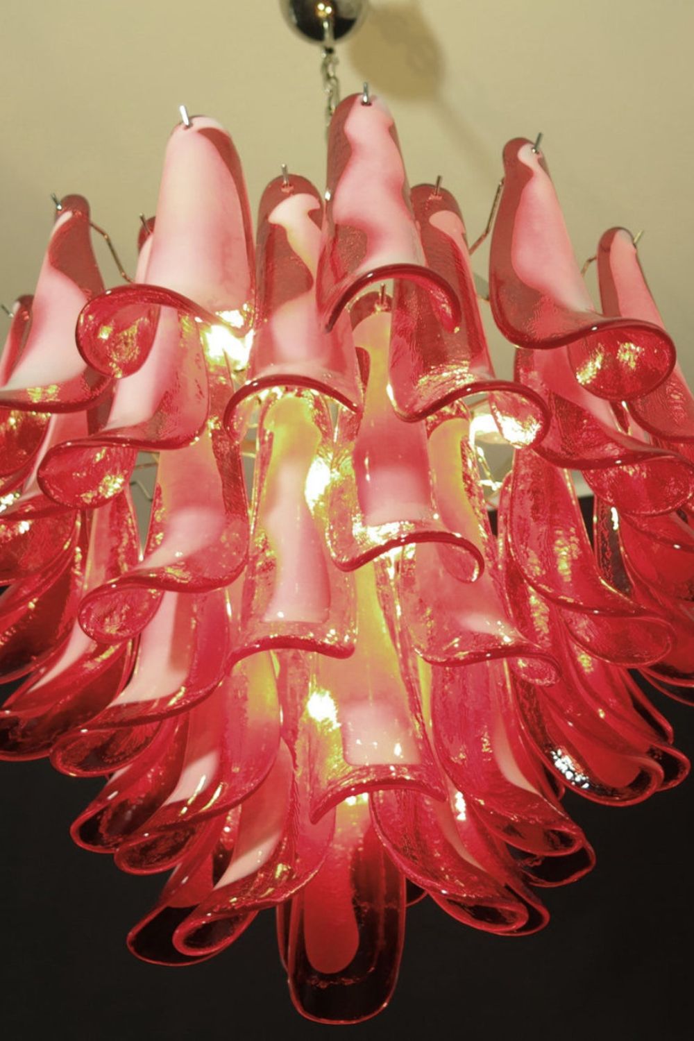 Red Art Glass Petal Chandelier - view 13 | morylighting