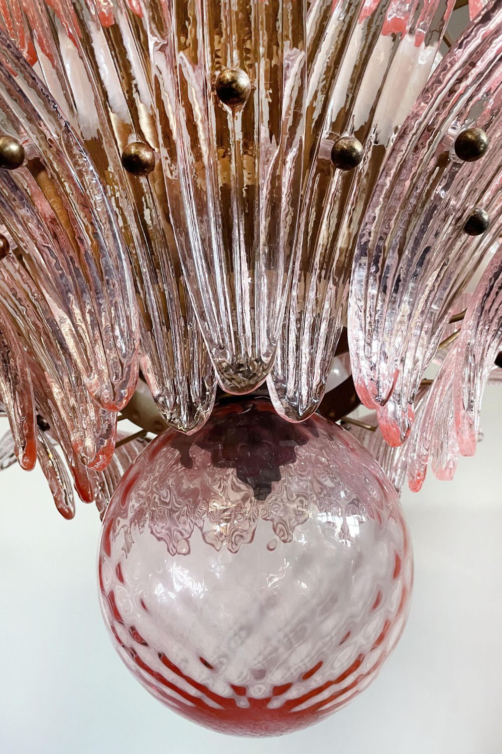 Art Four-tier pink glass palm leaf chandelier - view 10 | morylighting
