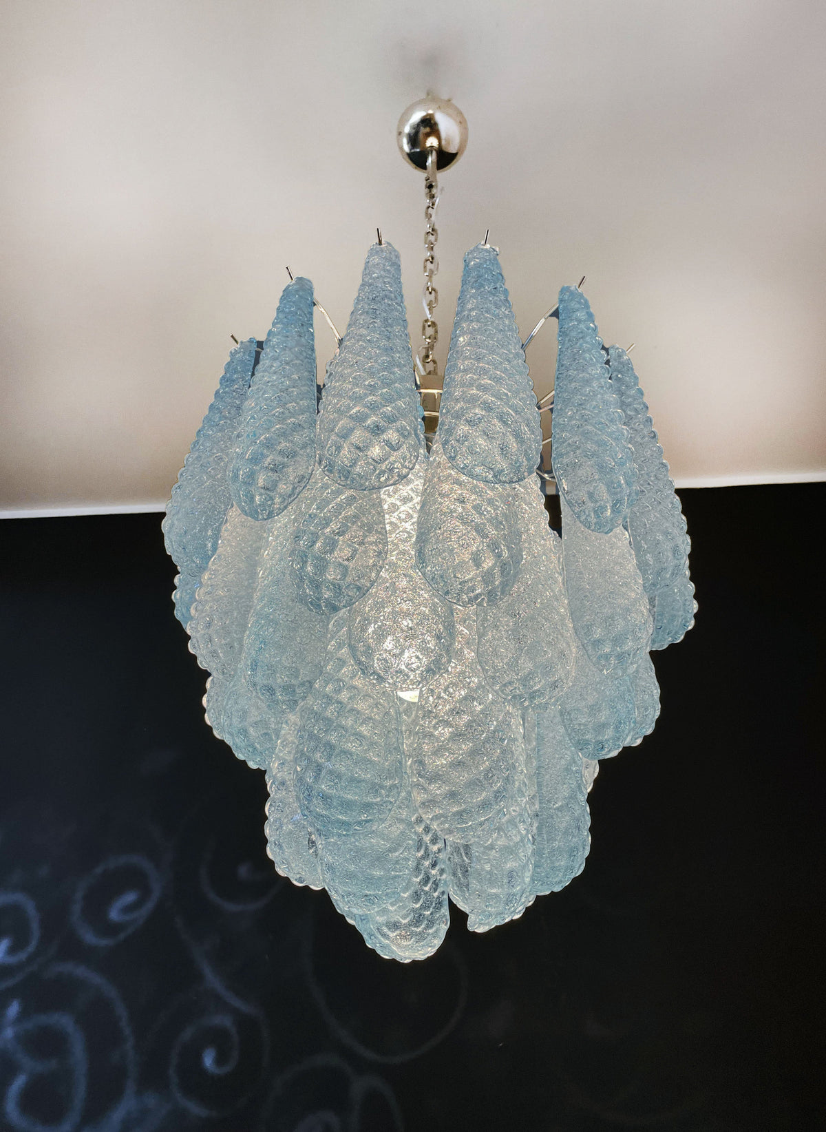 Vintage Italian Blue Art Teardrop Chandelier - view 3 | morylighting