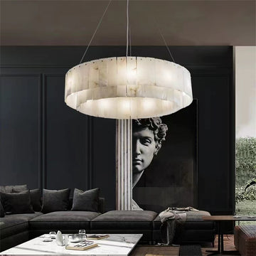 Brendra Alabaster 2-Tier Round Chandelier - morylighting