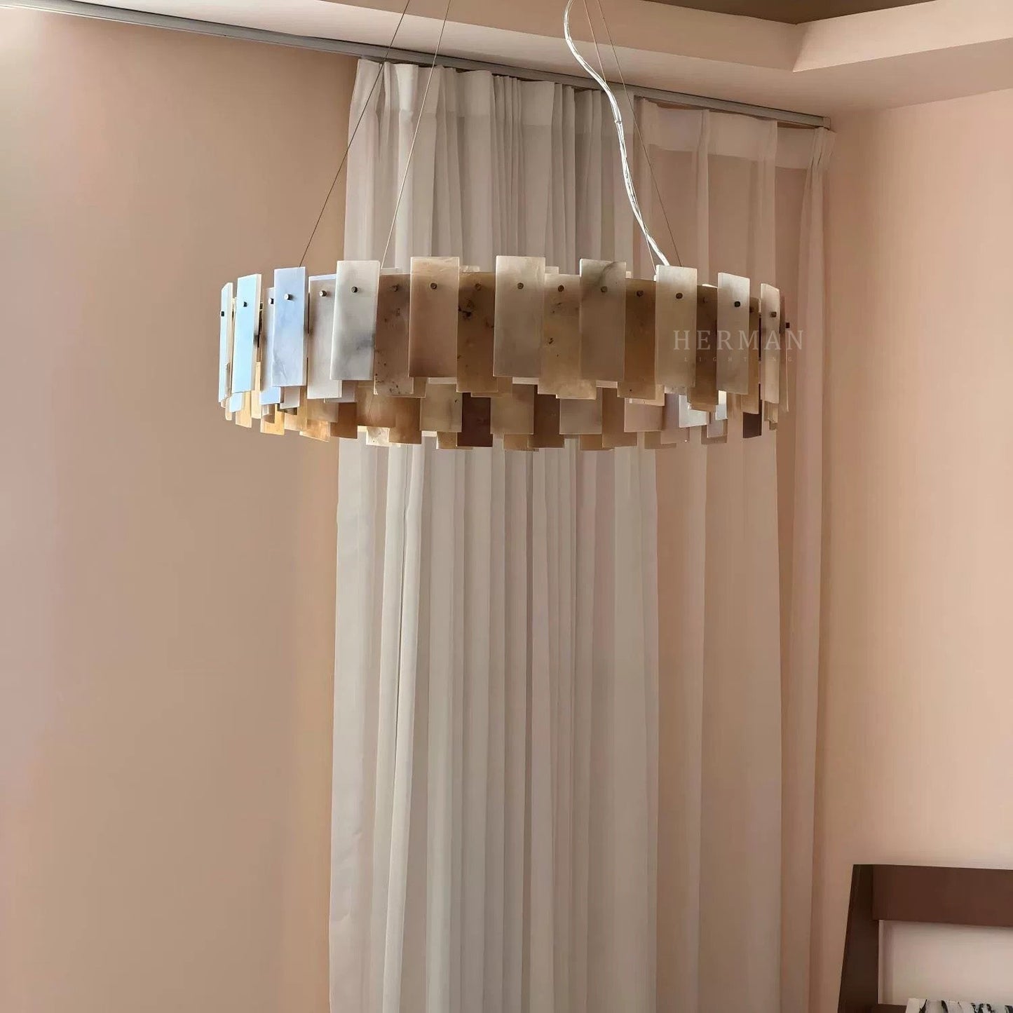 Halo Round Alabaster Chandelier