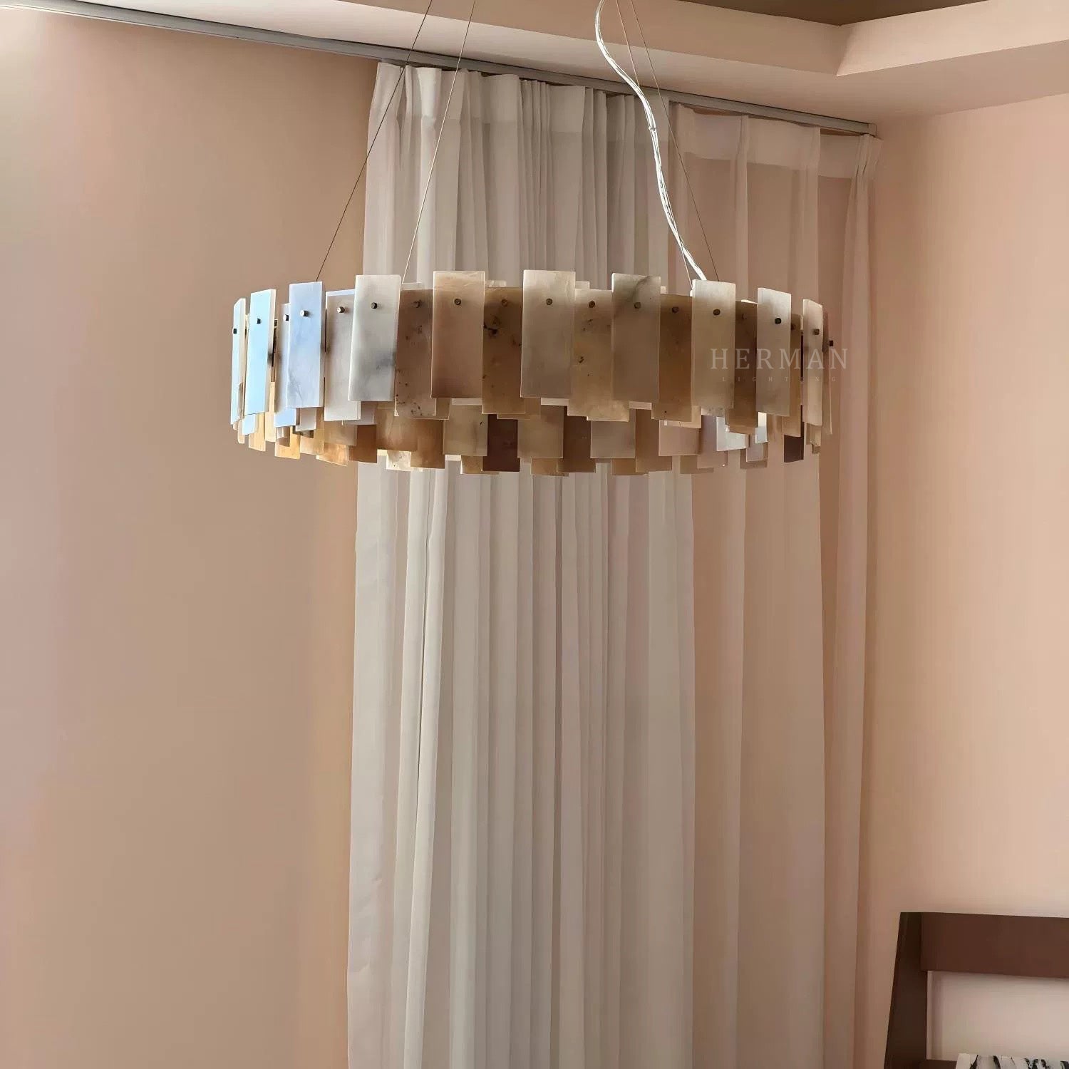 Halo Round Alabaster Chandelier