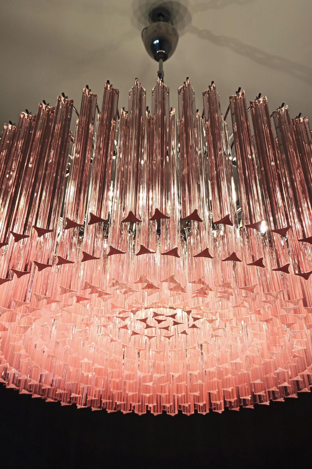Large pink Art Triedri glass prism chandelier - view 12 | morylighting
