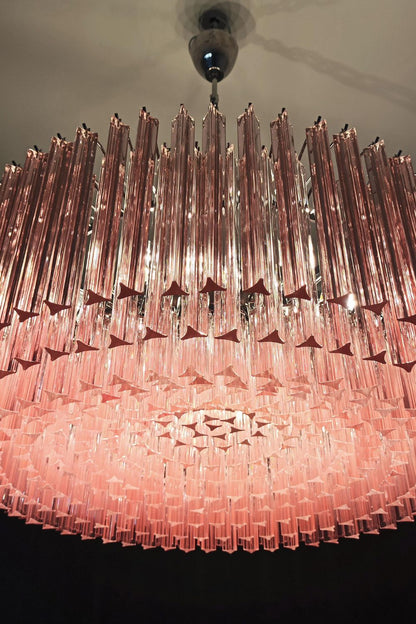 Large pink Art Triedri glass prism chandelier - view 12 | morylighting