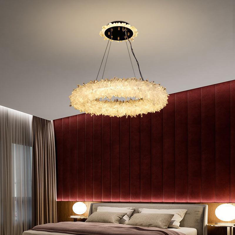 Derek Modern Rock Quartz Crystal Cluster Halo Chandelier - morylighting