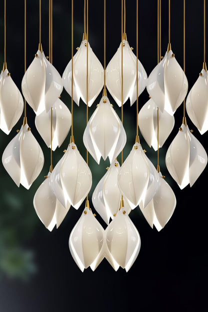 Gold Stem Ceramic Flower Chandelier - view 18 | morylighting