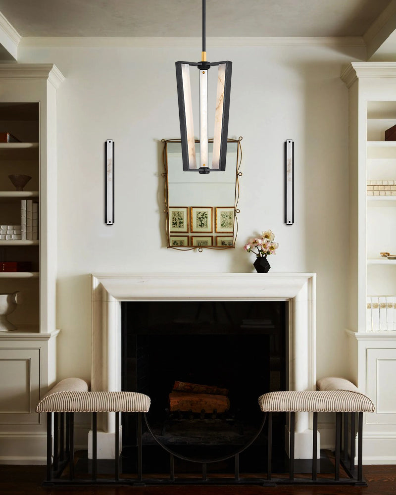 Aged Brass/Black LED Arm Edgemere Cage Collection Linear Pendants Light 16"