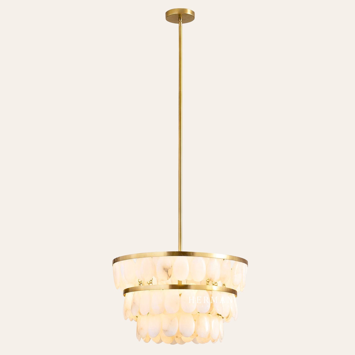 Solene Alabaster Tiered Round Chandelier 22"