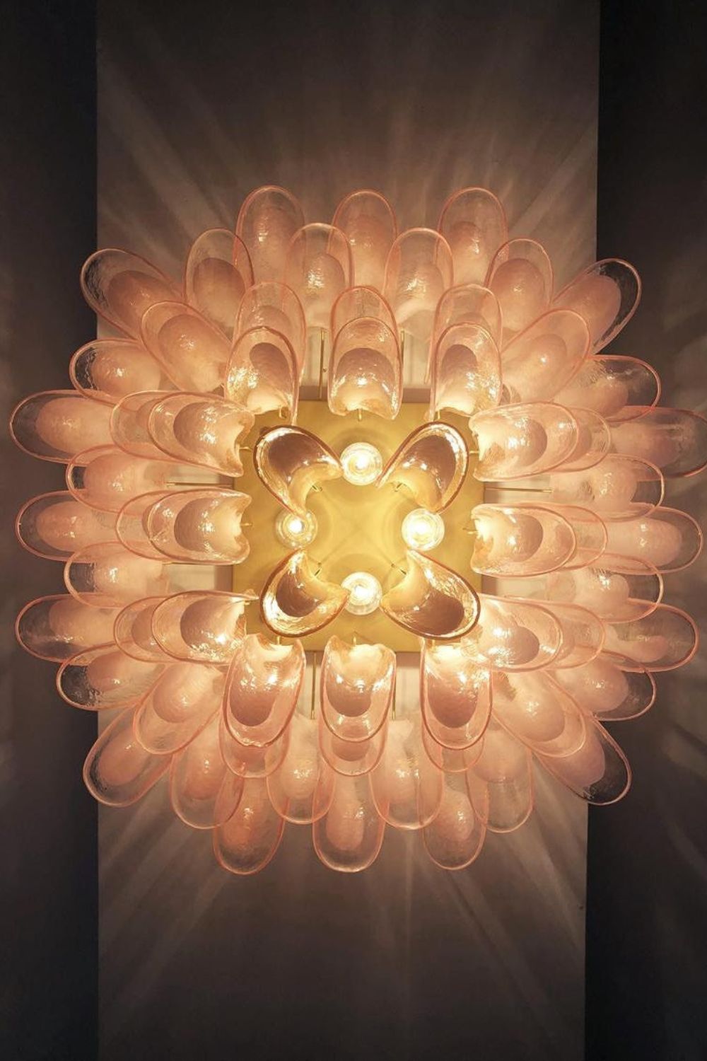 1990s Italian Art Pink Flower Chandelier - view 3 | morylighting