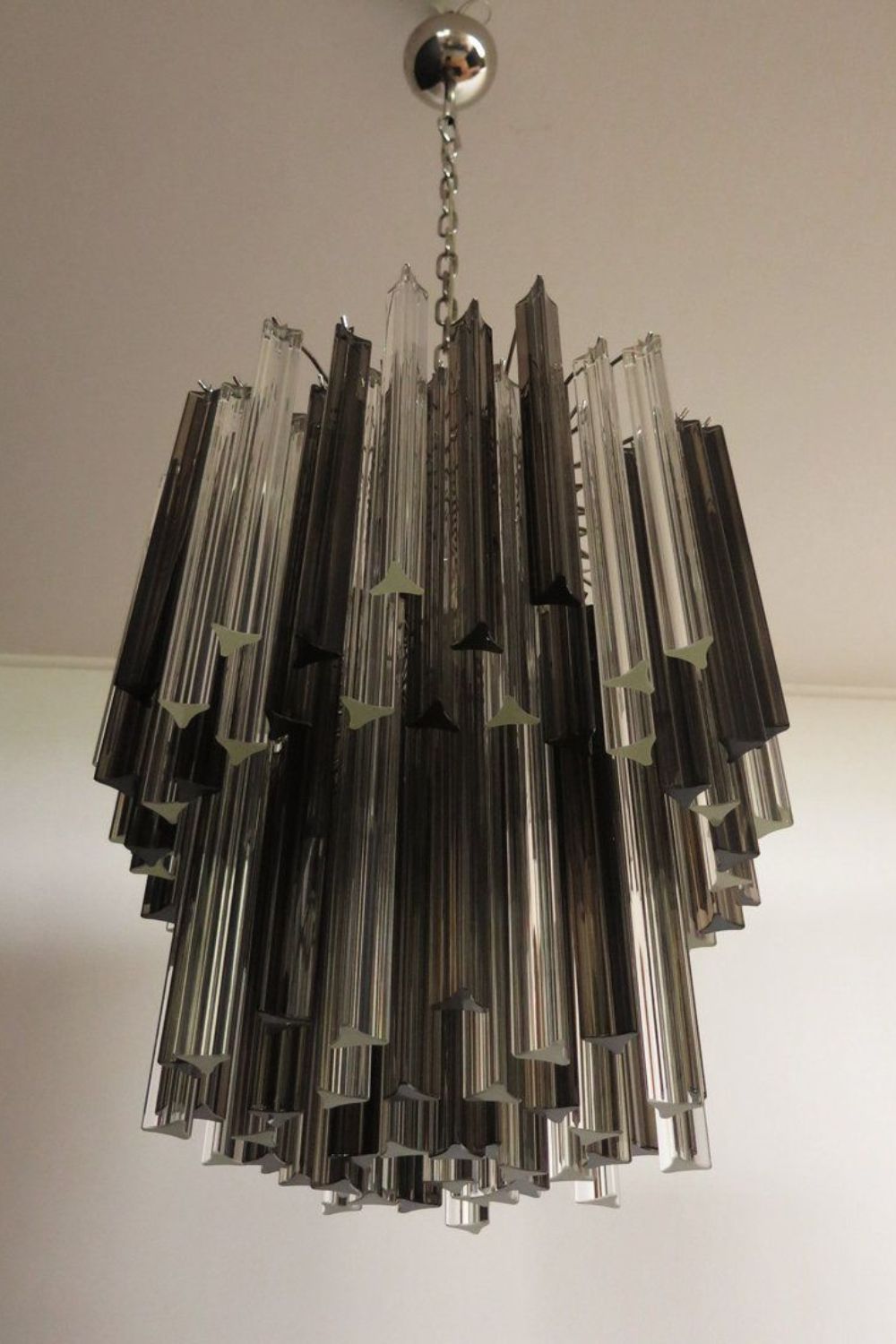 Smoked and Clear Art Glass Prism Chandelier - view 10 | morylighting