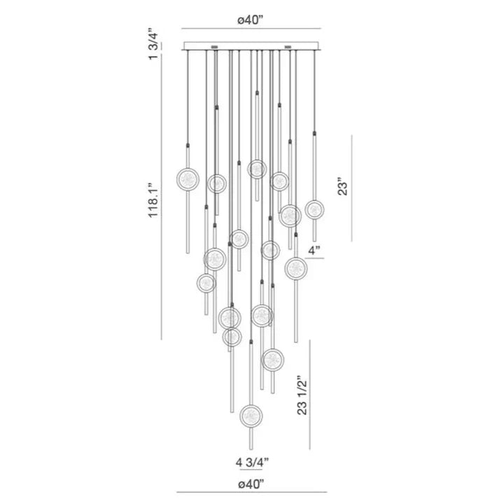Modern Floating Galss Ball Brass Chandelier for High-ceiling