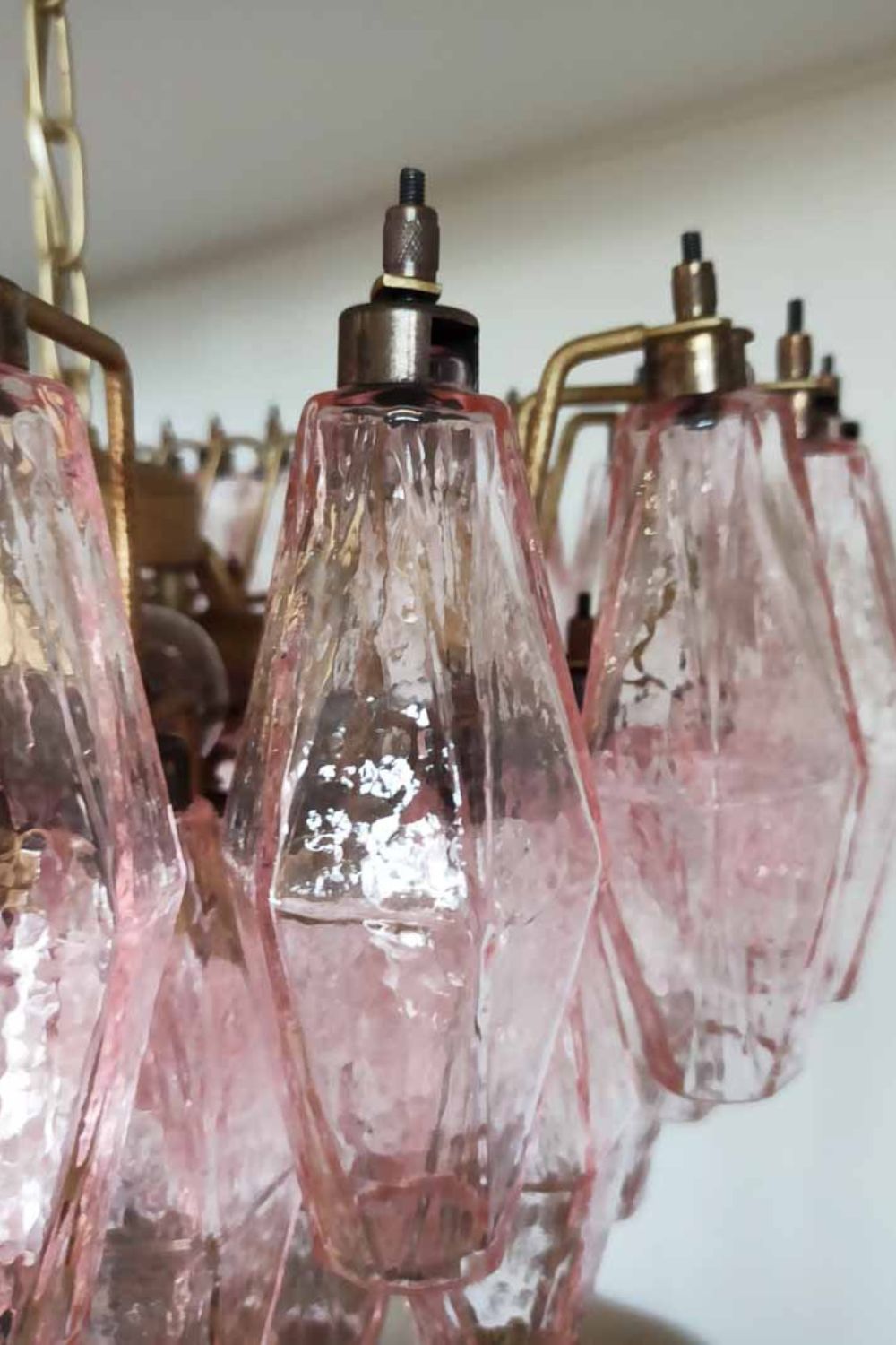 Art Poliedri Pink Glass Chandelier - view 9 | morylighting
