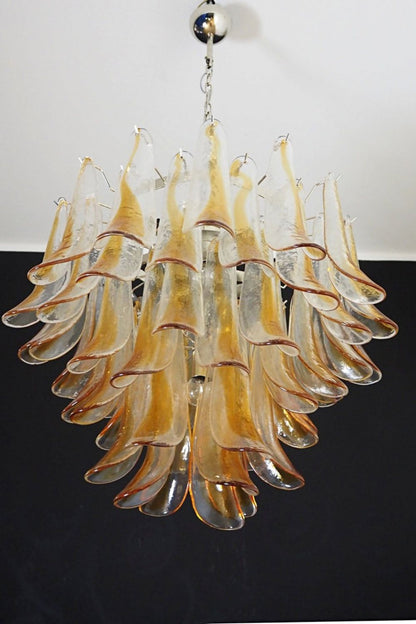 Mazzega Amber Glass Petal Chandelier - view 5 | morylighting