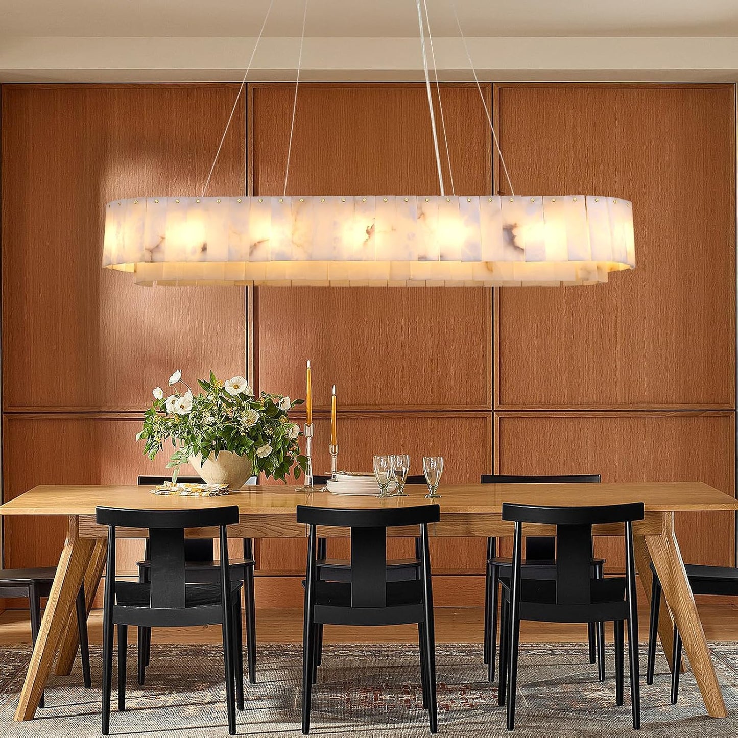 2-Tiers Oval Modern Dining Room Chandelier 53"L