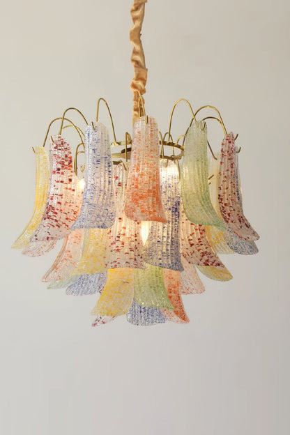 Mazzega Art Petal Stained Glass Chandelier - view 9 | morylighting