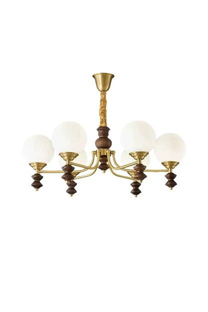 Vintage Globe Walnut Wood Chandelier - view 14 | morylighting