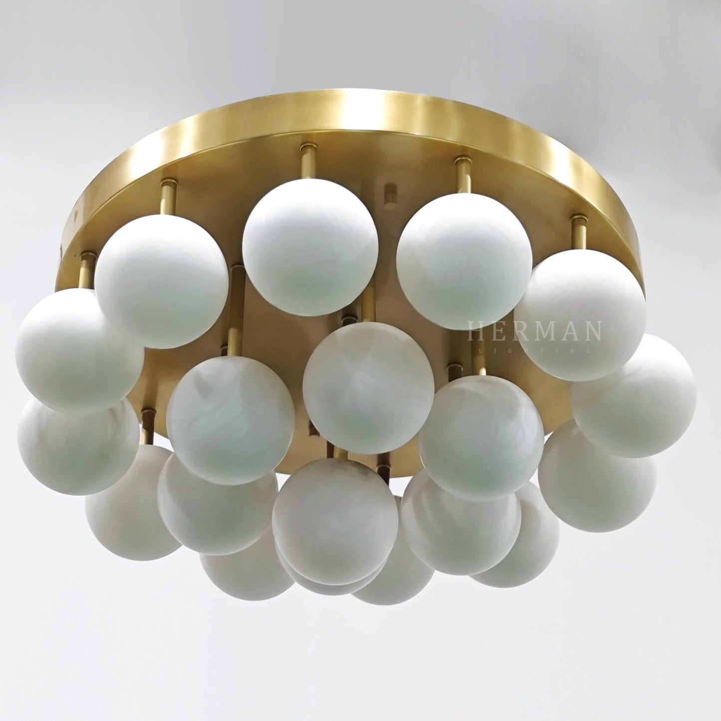 Alabaster Semi Flush Mount with Etched Opal Marble Shades