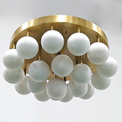 Alabaster Semi Flush Mount with Etched Opal Marble Shades