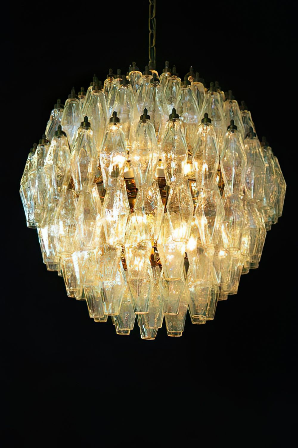 spherical Clear Art Polyhedron Glass Chandelier - view 4 | morylighting