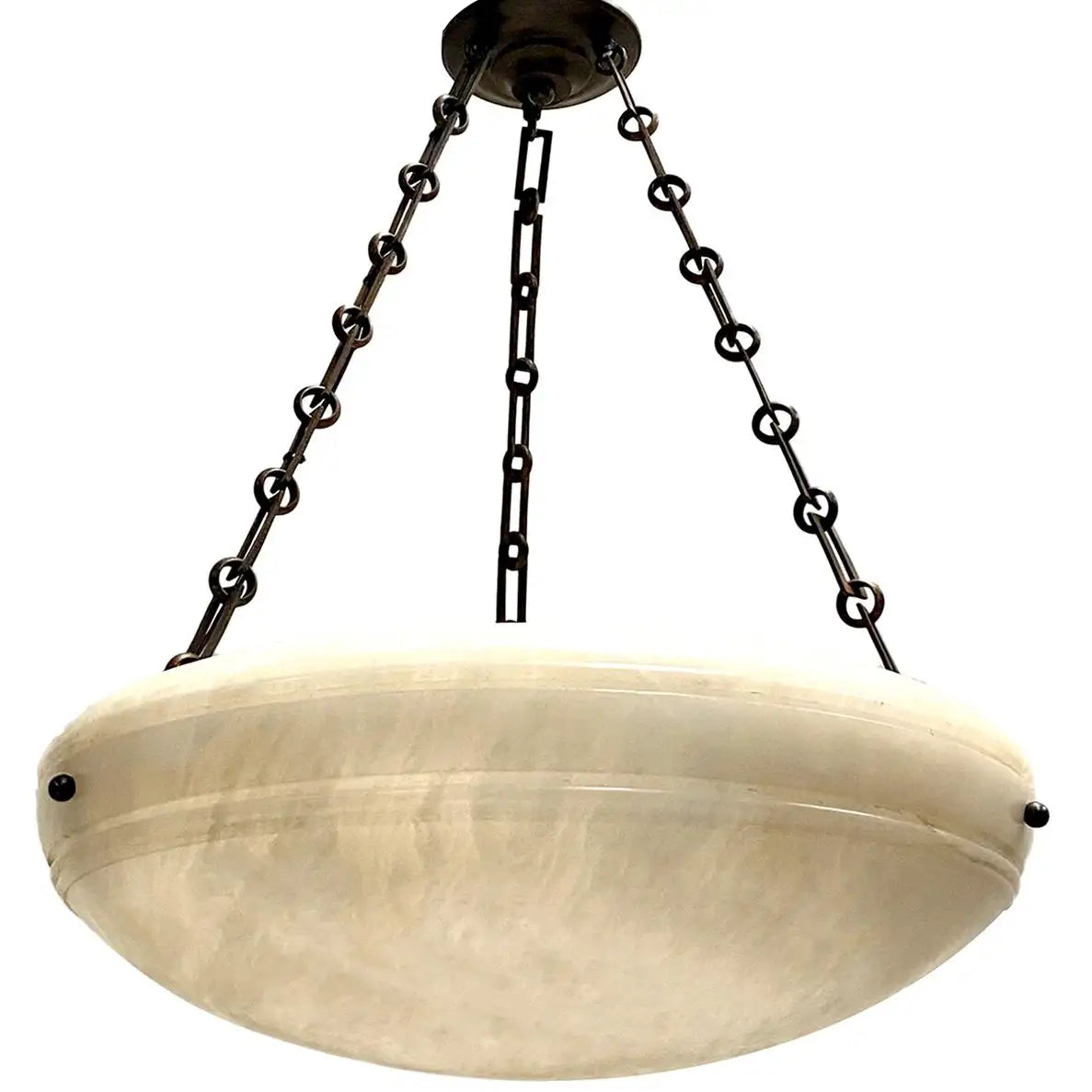 Pair of French Carved Alabaster Fixtures. Sold Individually.