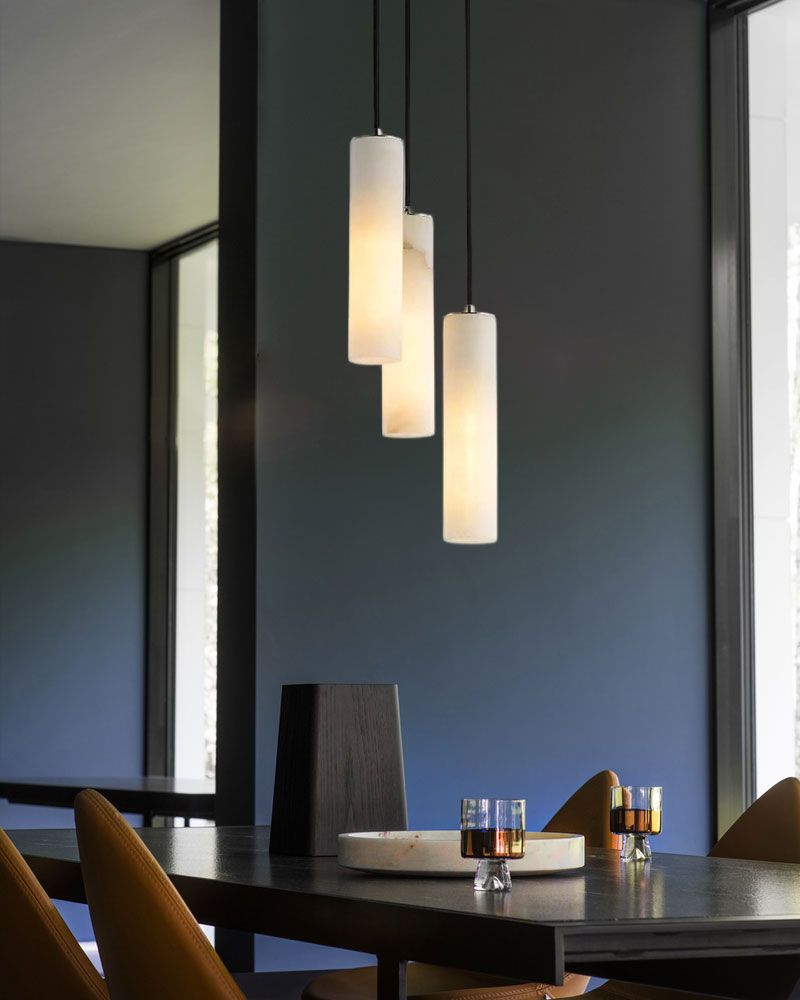 Elegant Lighting Linear Nature Stone 2" Wide Alabaster Chandelier