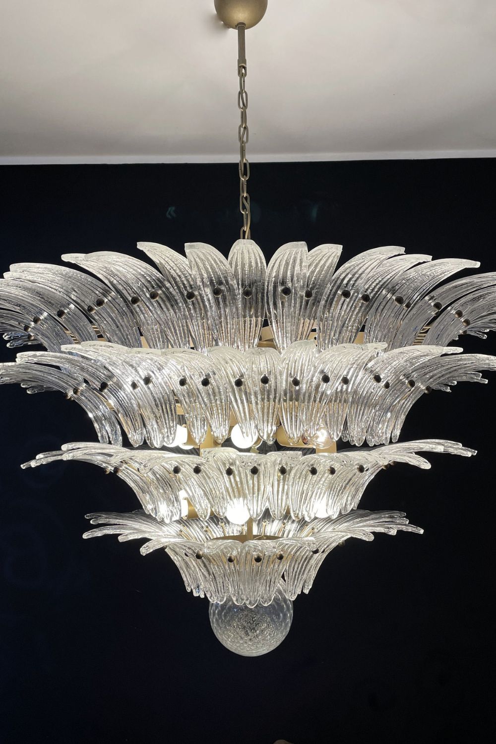 Art Palm Leaf 4-Tier Clear Glass Chandelier - view 4 | morylighting