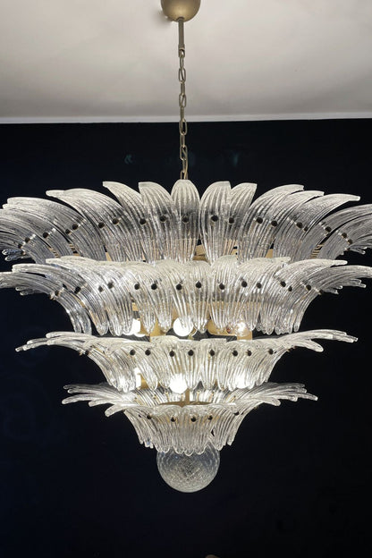 Art Palm Leaf 4-Tier Clear Glass Chandelier - view 4 | morylighting