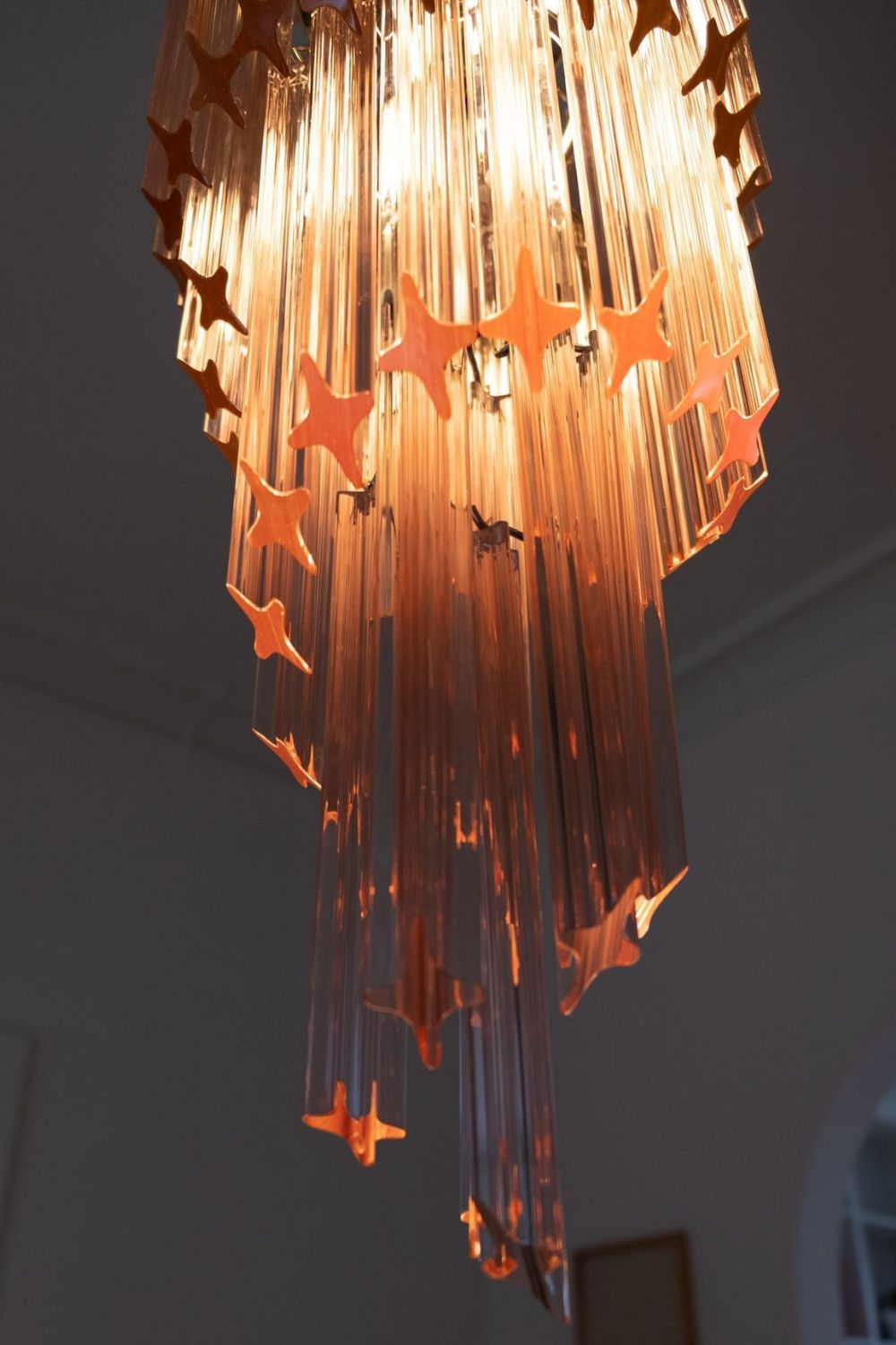 Pink Art Glass Prism Spiral Chandelier - view 12 | morylighting
