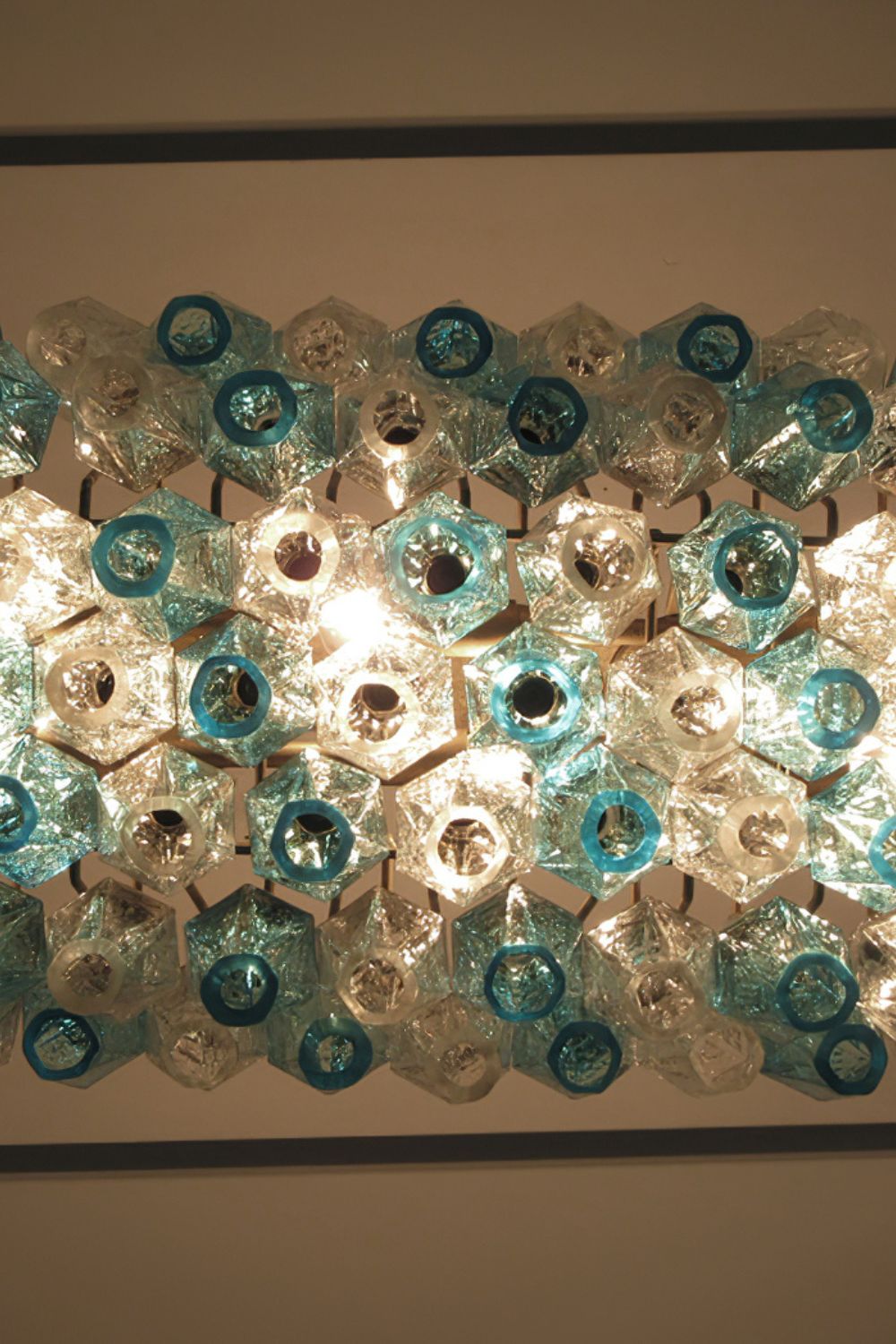 Vintage blue and clear glass Art Poliedri chandelier - view 7 | morylighting