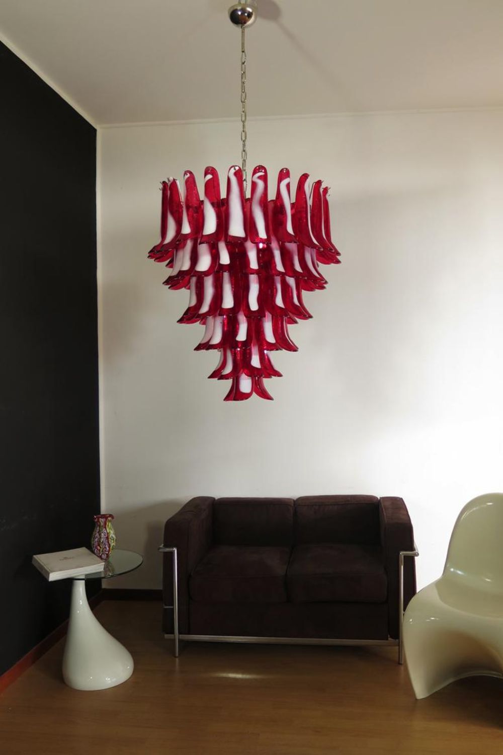 Mid-Century Red Art Glass Petal Chandelier - view 3 | morylighting
