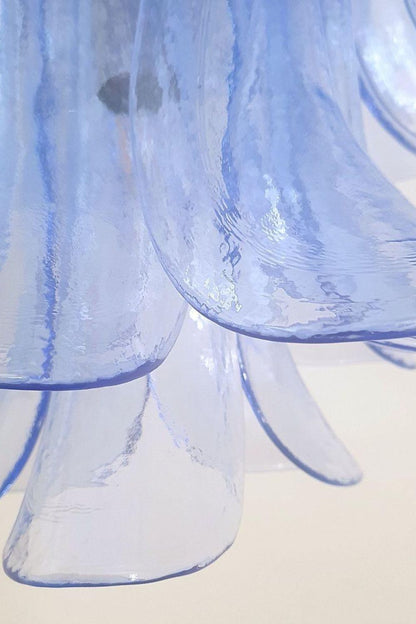 Vintage 1980s Blue Art Glass Petal Chandelier - view 11 | morylighting